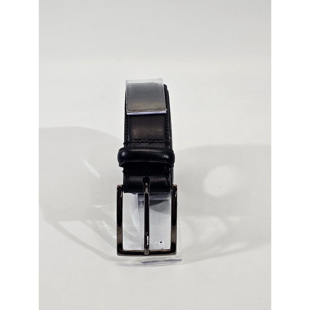 NORDSTROM MEN'S SHOP Men's Size 38 Italian Leather Belt Gunmetal Buckle 1-3/8